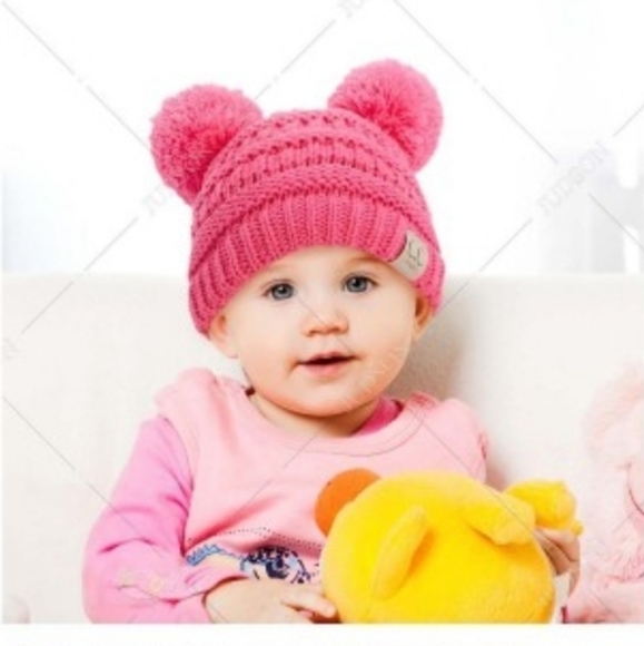 C.C.Beanie Baby Two Pompom Beanie Lt Grey - Picture 2 of 2